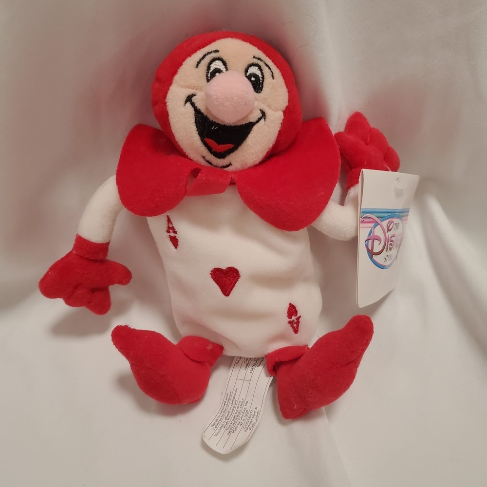 Disney Store - Ace of Hearts Card (Alice in Wonderland)- Bean Bag Plush 8" Tags